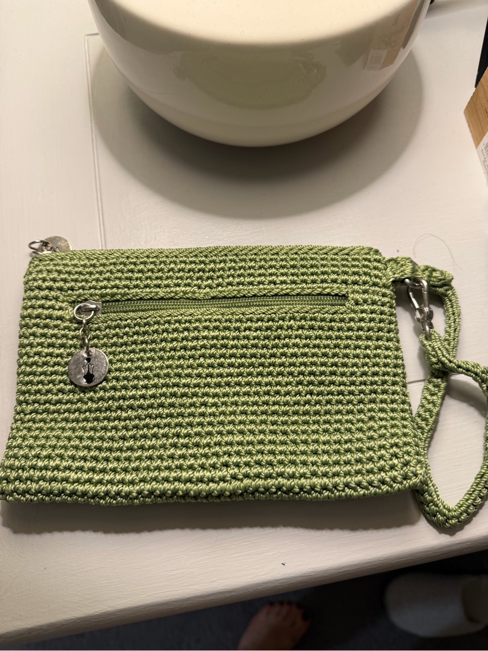 Green Crochet Wristlet Bag - Unbranded